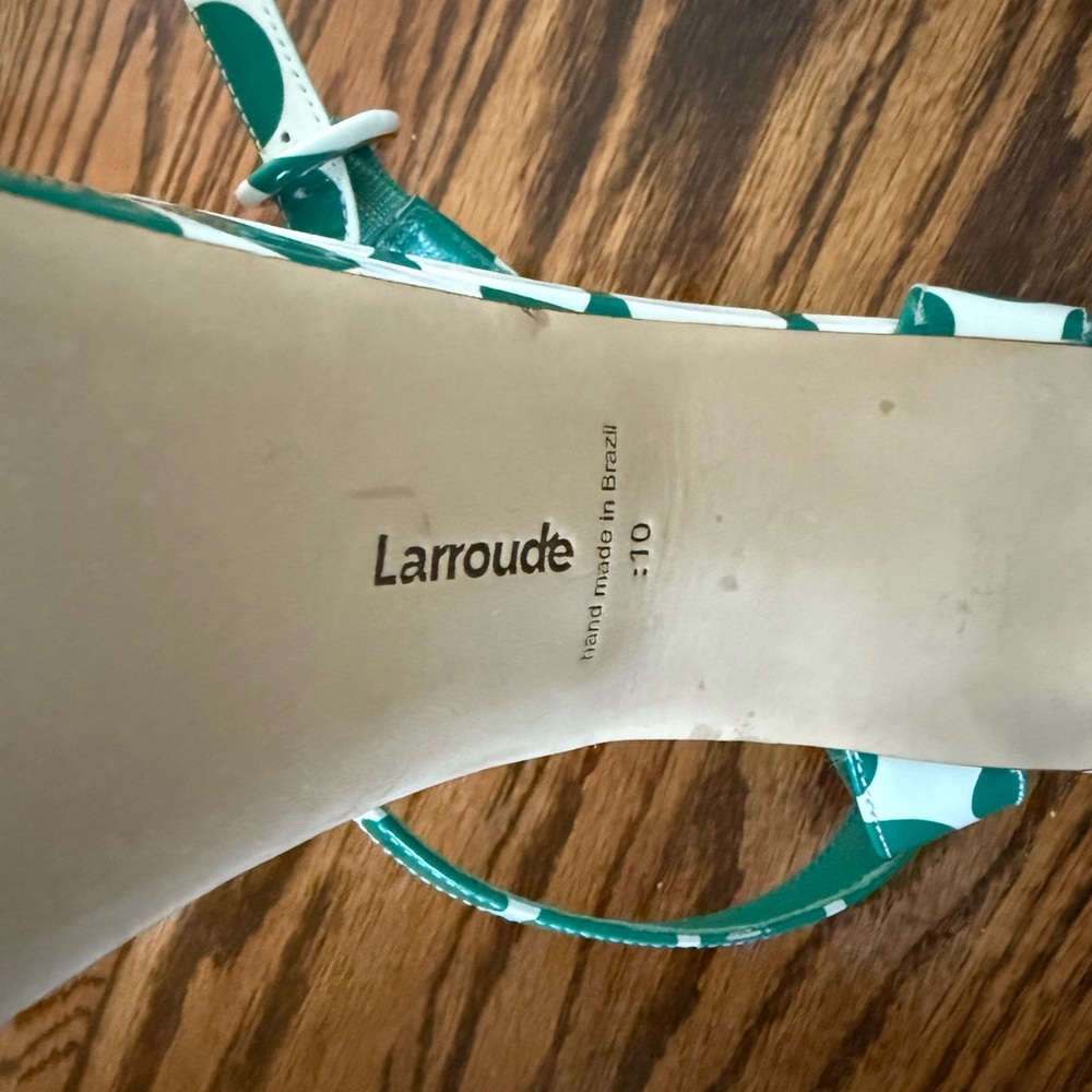 Larroude Green Polka Dot ankle strap heels size 10 - Picture 2 of 4